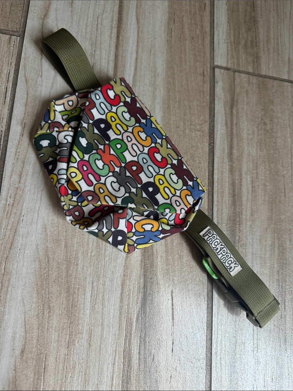 Kids Olive Green Multicolor Logo Waist Bag